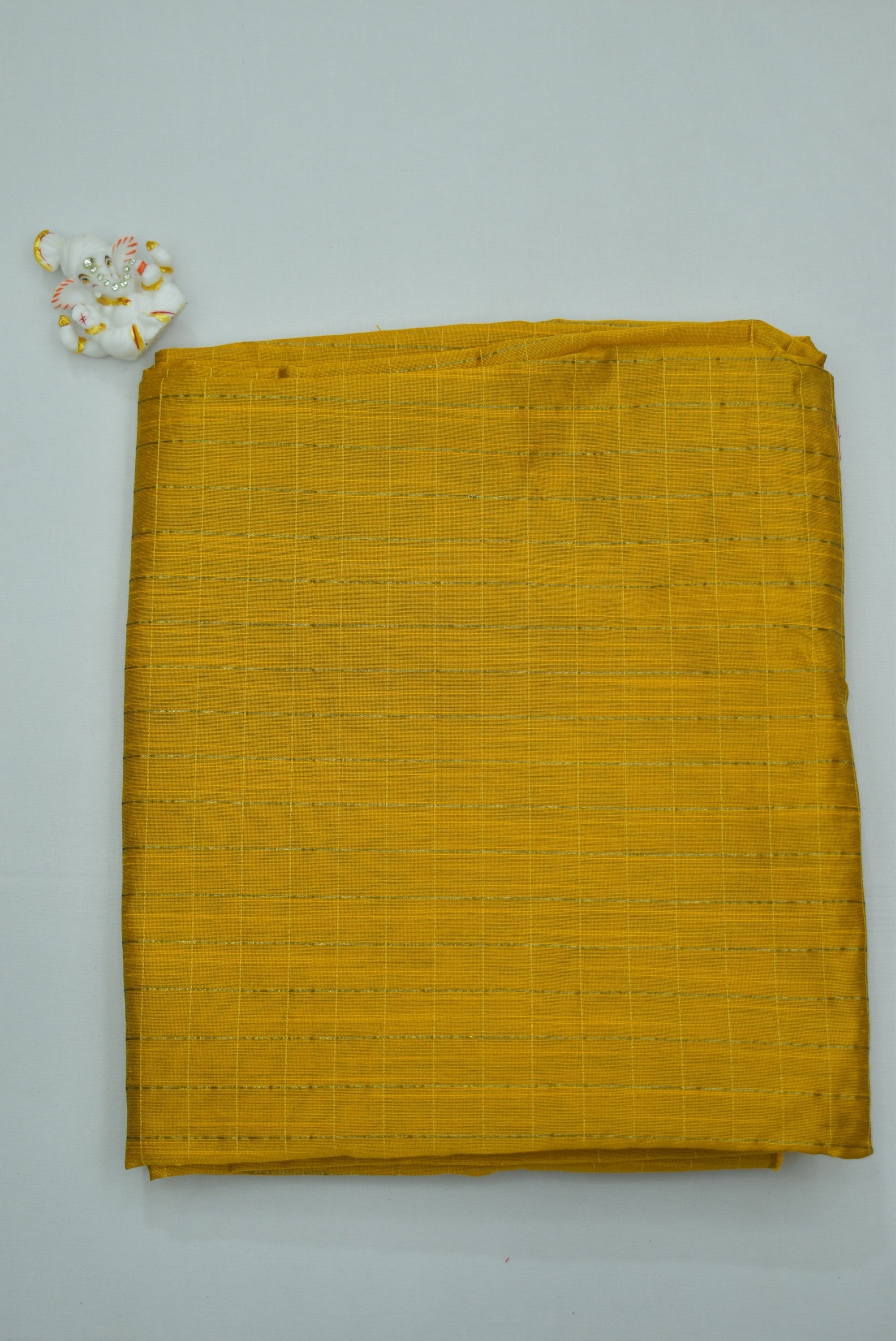 Yellow Checks Silk Fabric
