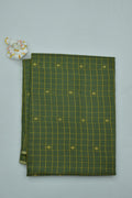 Oilve Green Checks Silk Fabric
