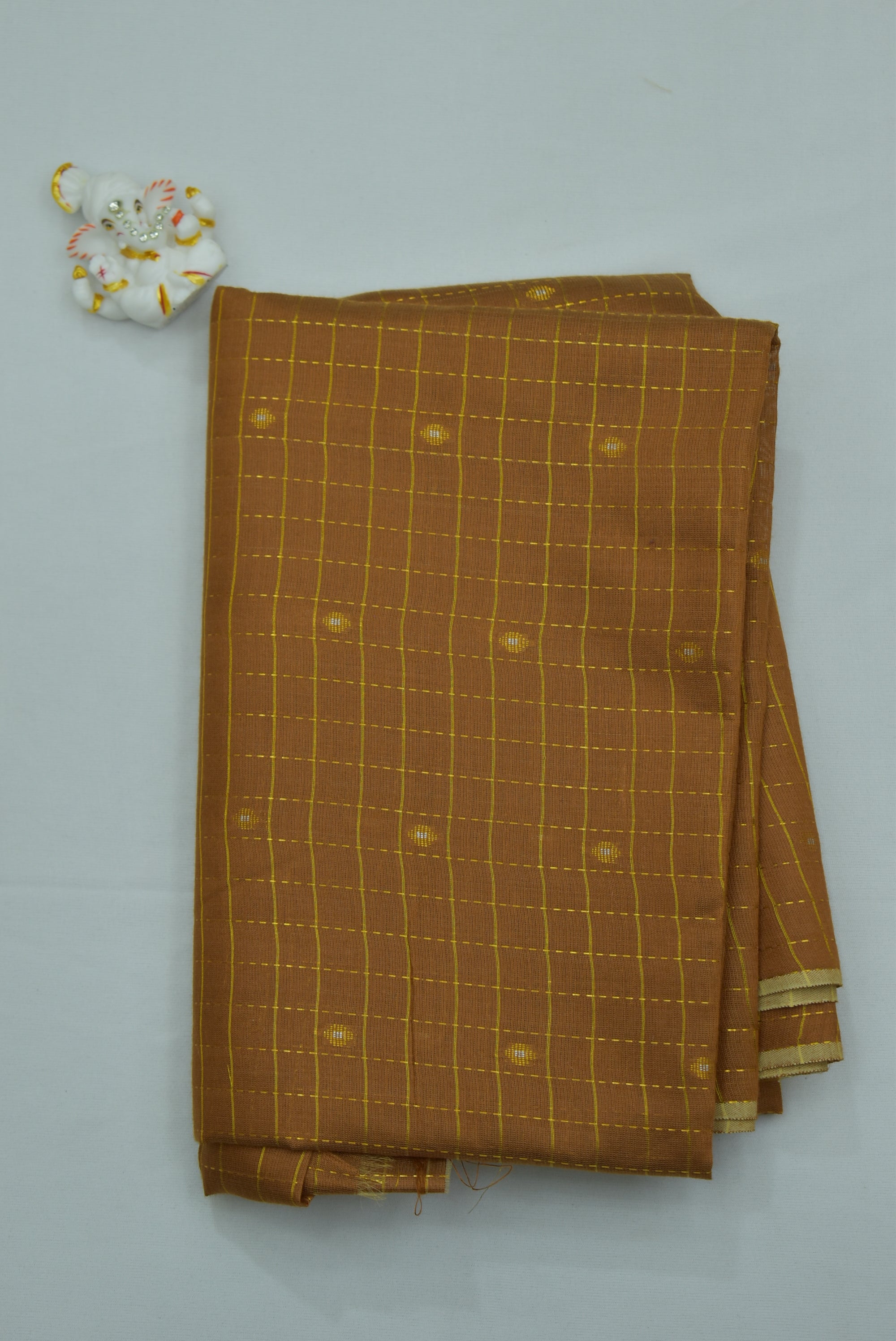 Mustard Checks Silk Fabric
