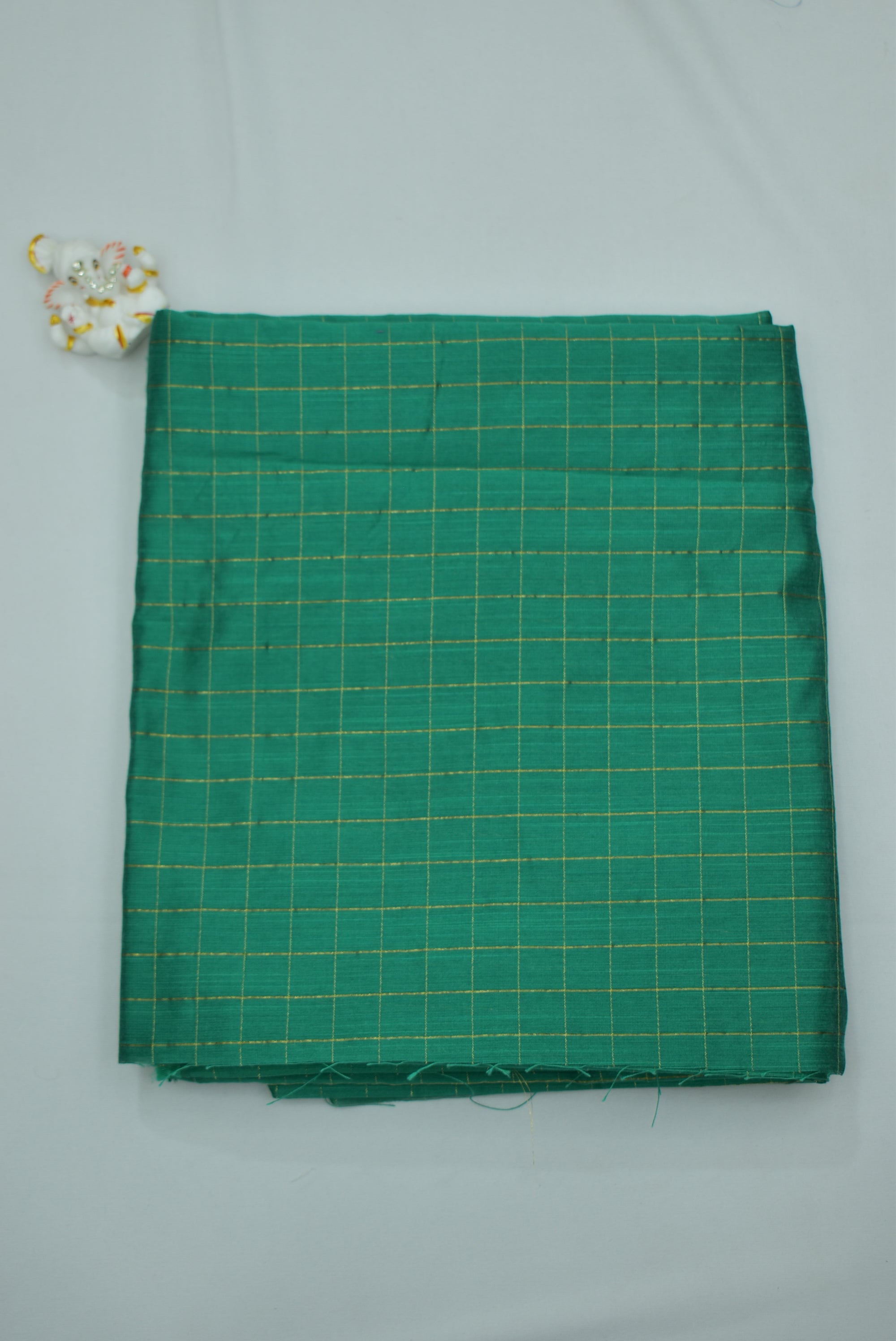 Green Checks Silk Fabric