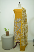 Yellow Kalamkari Kota Unstitched Sets