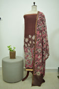 Marron Kalamkari Kota Unstitched Sets