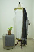White Black Mangalagiri Cotton 3Pcs Set