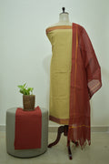Beige Maroon Mangalagiri Cotton 3Pcs Set