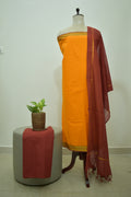 Yellow Marron Mangalagiri Cotton 3Pcs Set