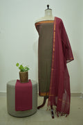 Grey Marron Mangalagiri Cotton 3Pcs Set