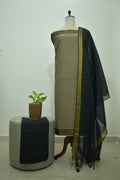 Grey Black Mangalagiri Cotton 3Pcs Set