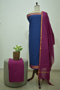 Blue Purple Mangalagiri Cotton 3Pcs Set