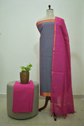 Baby Blue Pink Mangalagiri Cotton 3Pcs Set