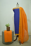 Blue Yellow Mangalagiri Cotton 3Pcs Set