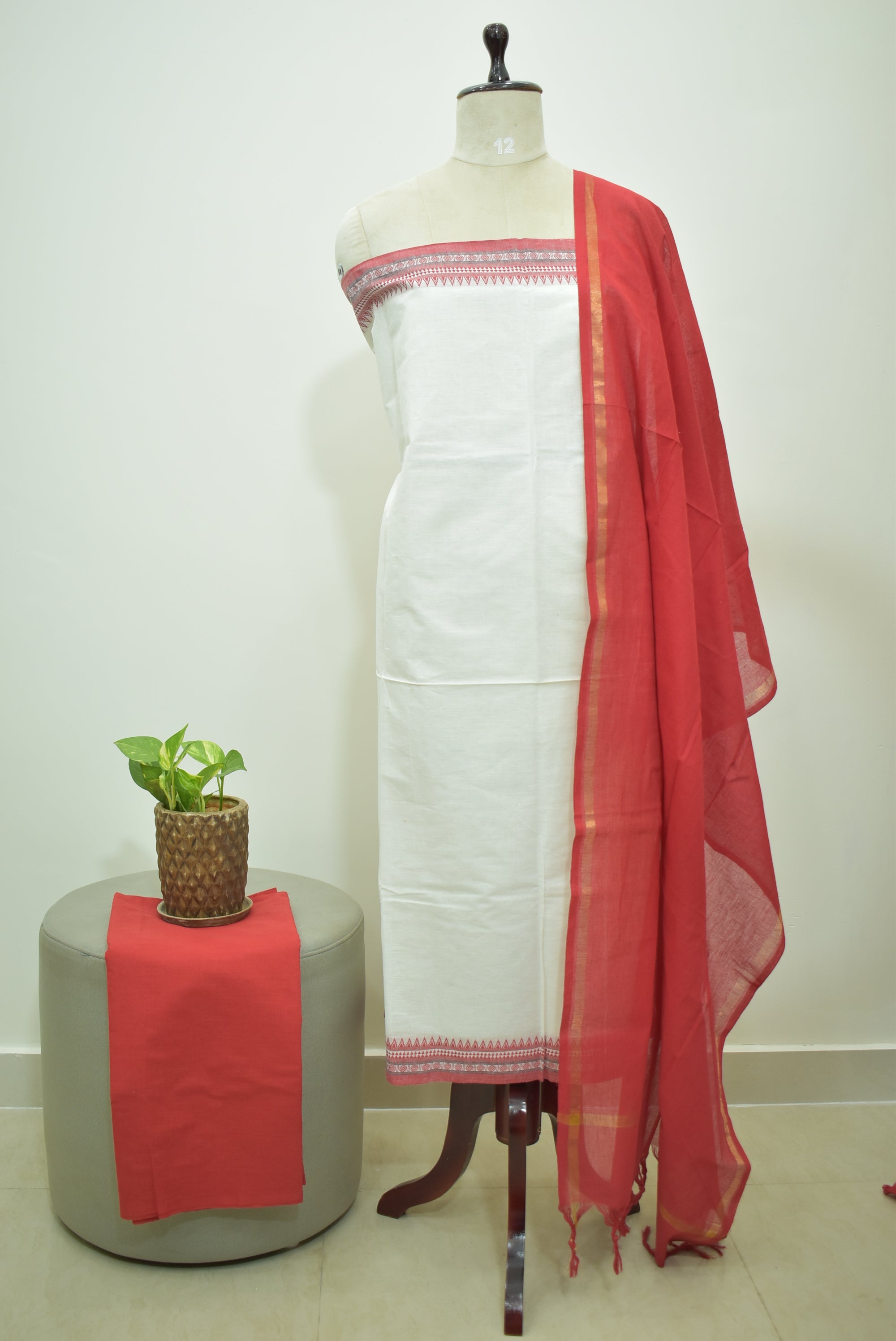 White Red Cotton Rdz 3pcs Set