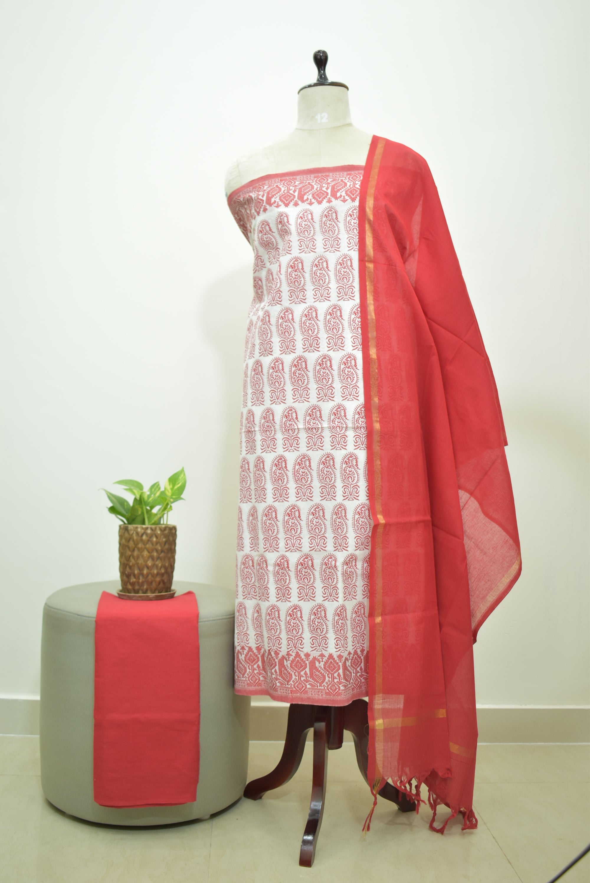 White Red Cotton Rdz 3pcs Set