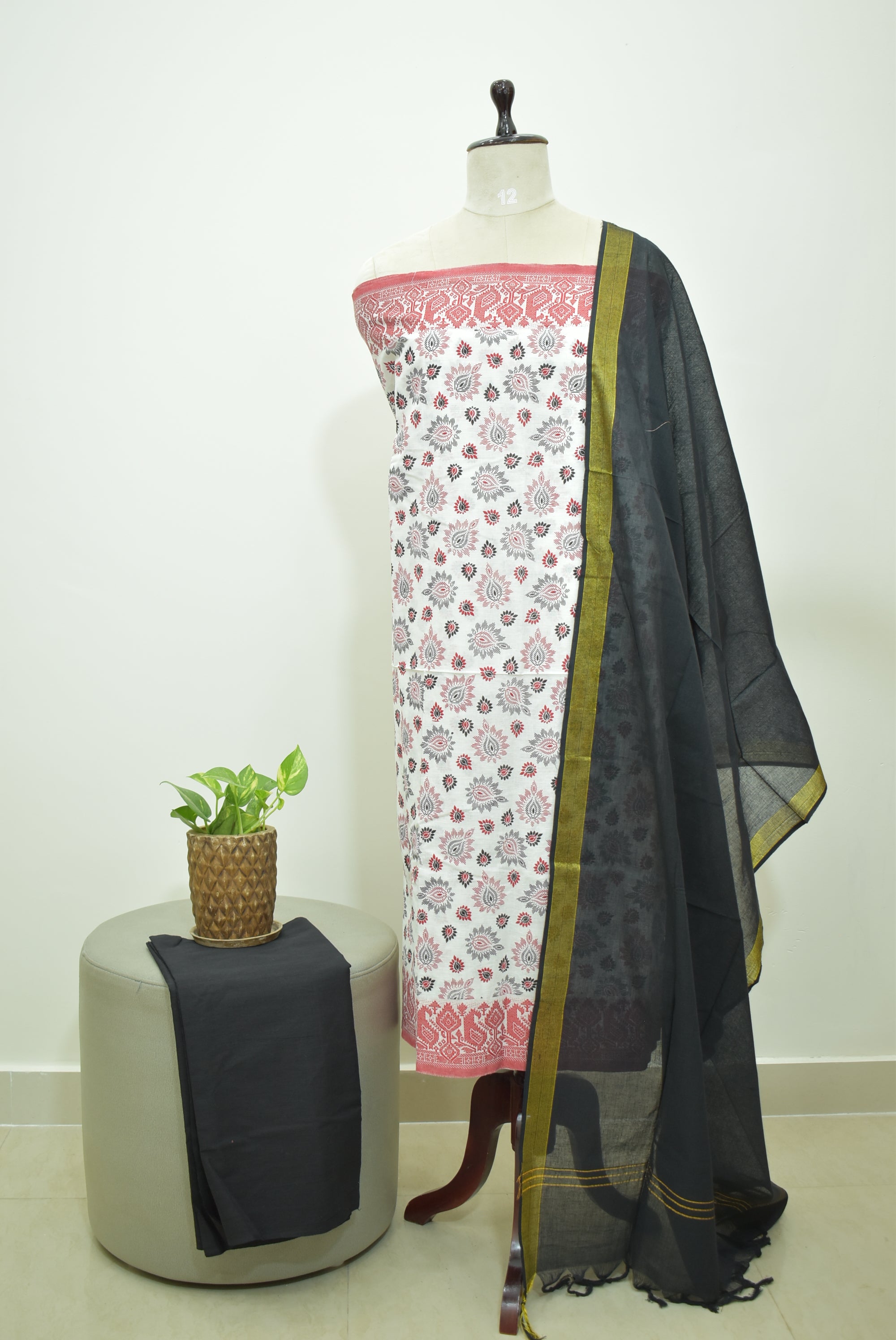 White Black Cotton Rdz 3pcs Set