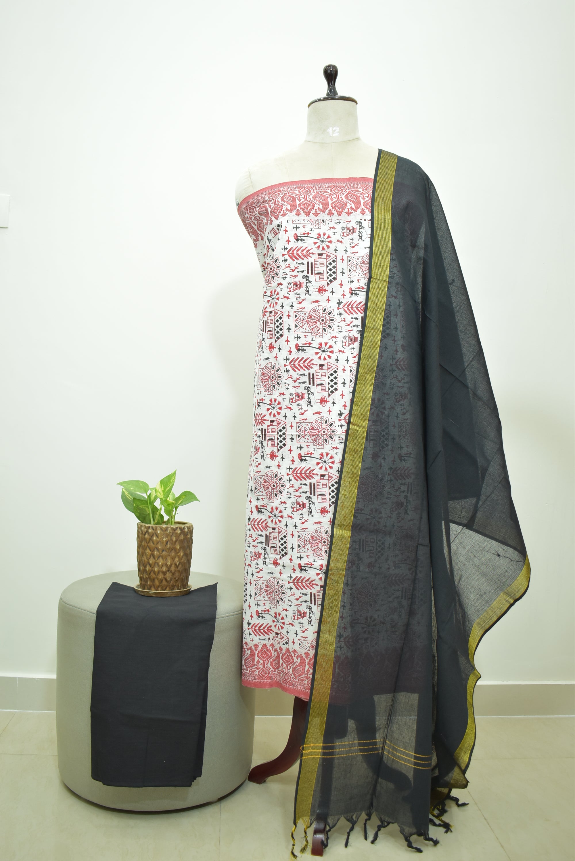 White Black Cotton Rdz 3pcs Set