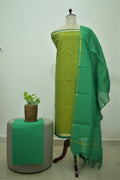Green Mangalgiri Dolby Print Unstitched Sets