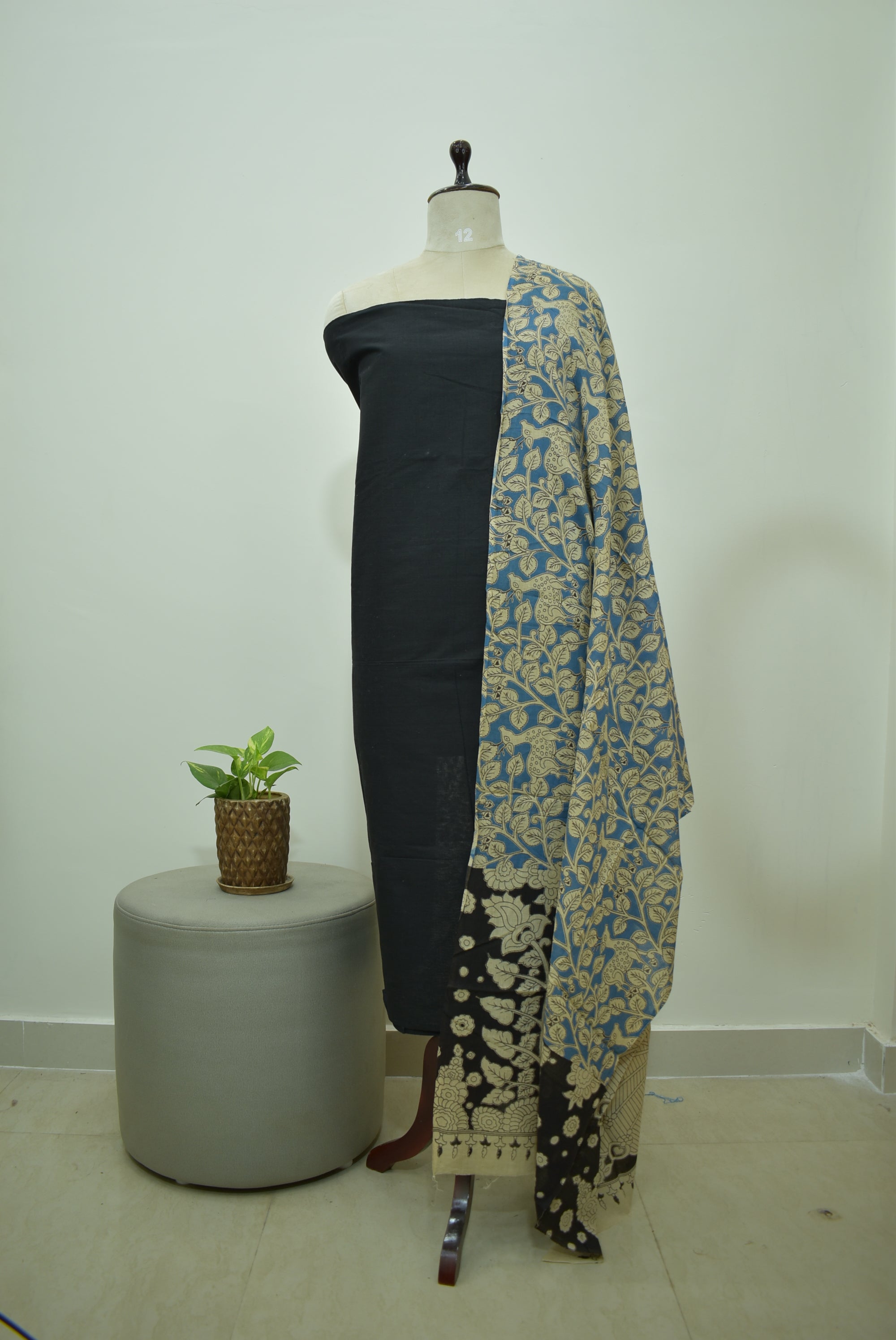 Black Blue Kalamkari 2pcs Set