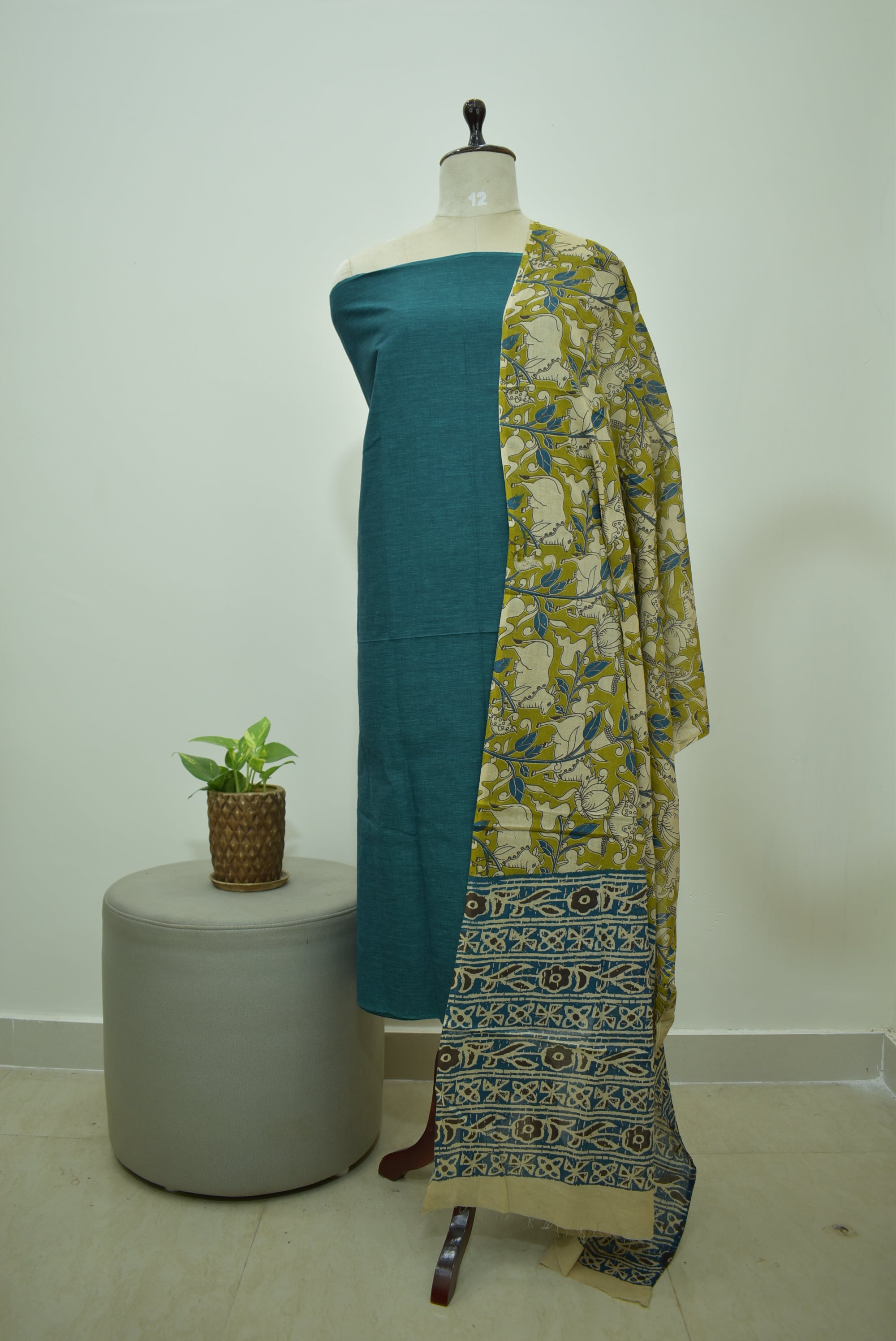 Teal Kalamkari 2pcs Set