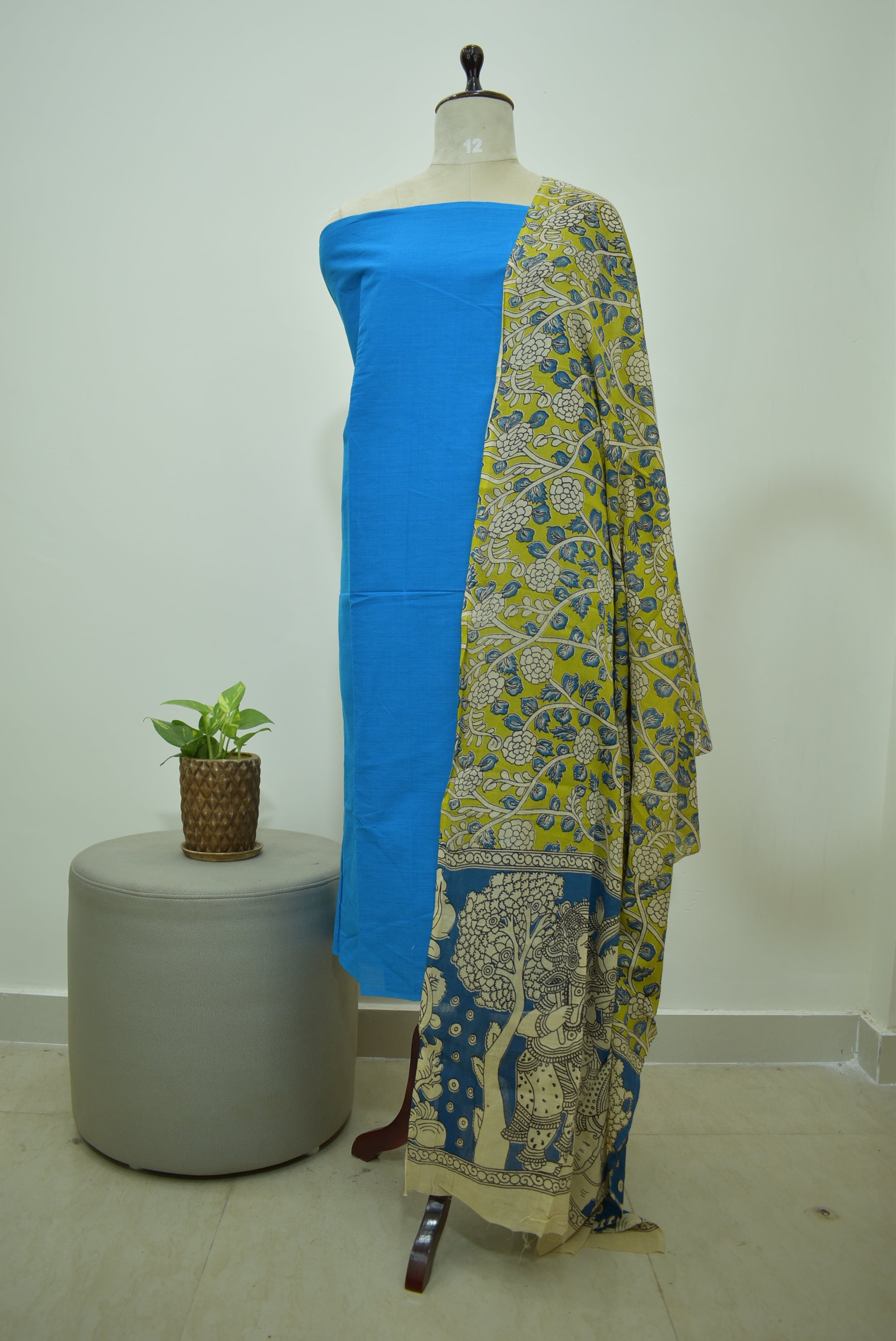 Blue Yellow Kalamkari 2pcs Set
