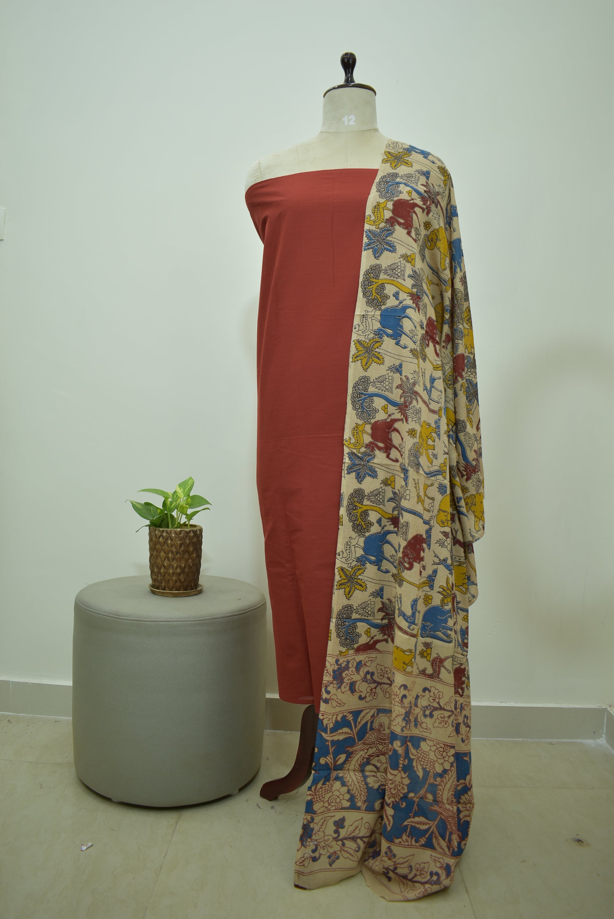 Brown Yellow Kalamkari 2pcs Set