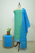 Green Blue Mangalagiri Cotton 3Pcs Set
