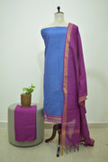 Blue Purple Mangalagiri Cotton 3Pcs Set