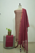 Brown Marron Mangalagiri Cotton 3Pcs Set
