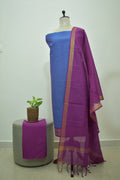 Blue Purple Mangalagiri Cotton 3Pcs Set