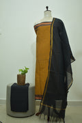 Mustard Black Mangalagiri Cotton 3Pcs Set