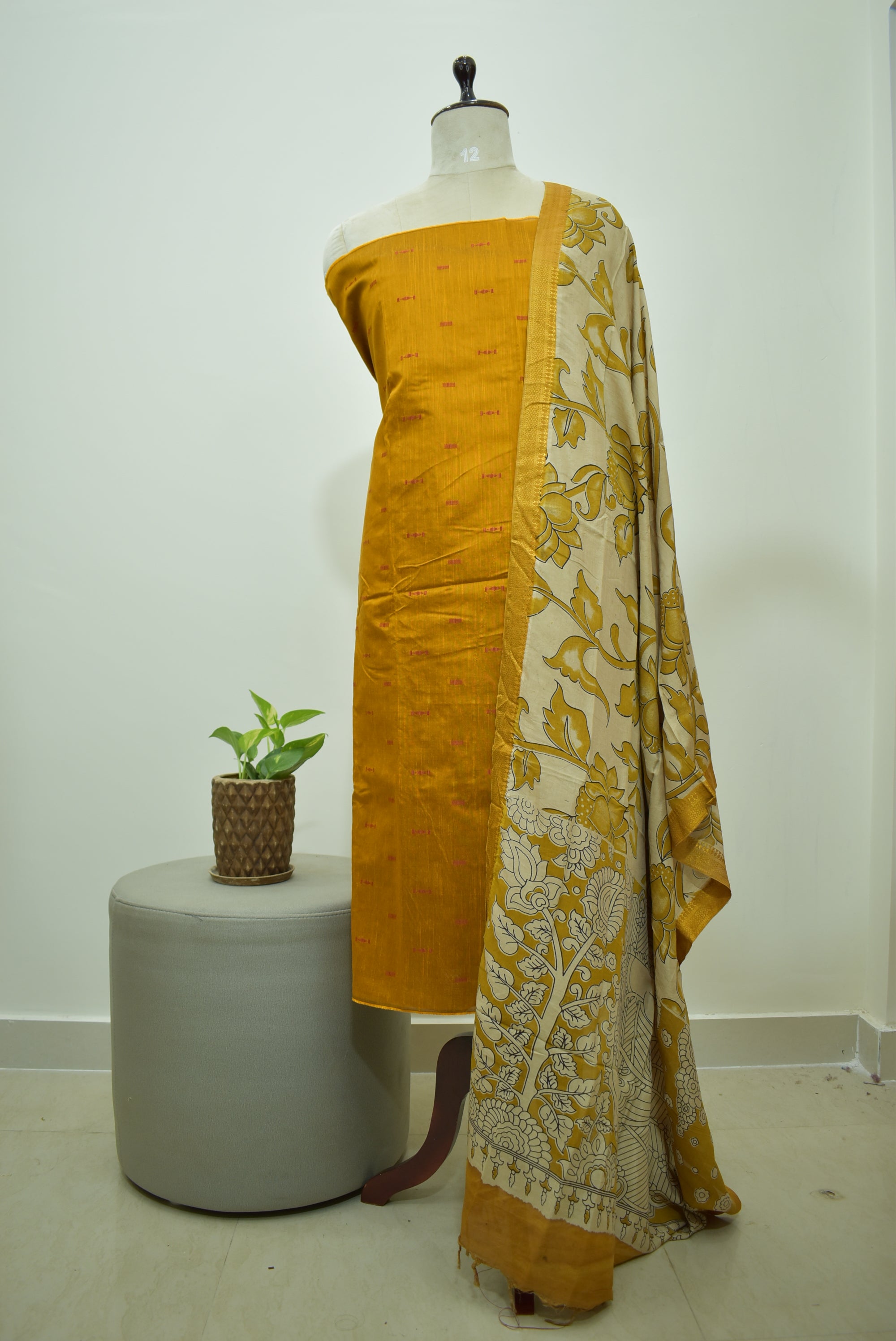 Mustard Beige Raw Silk 2pcs Set