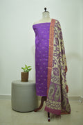 Purple Beige Raw Silk 2pcs Set