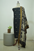 Black Beige Raw Silk 2pcs Set