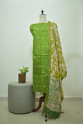 Green Beige Raw Silk 2pcs Set