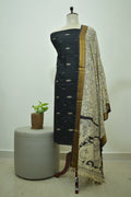Black Beige Raw Silk 2pcs Set