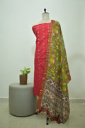 Red Green Raw Silk 2pcs Set