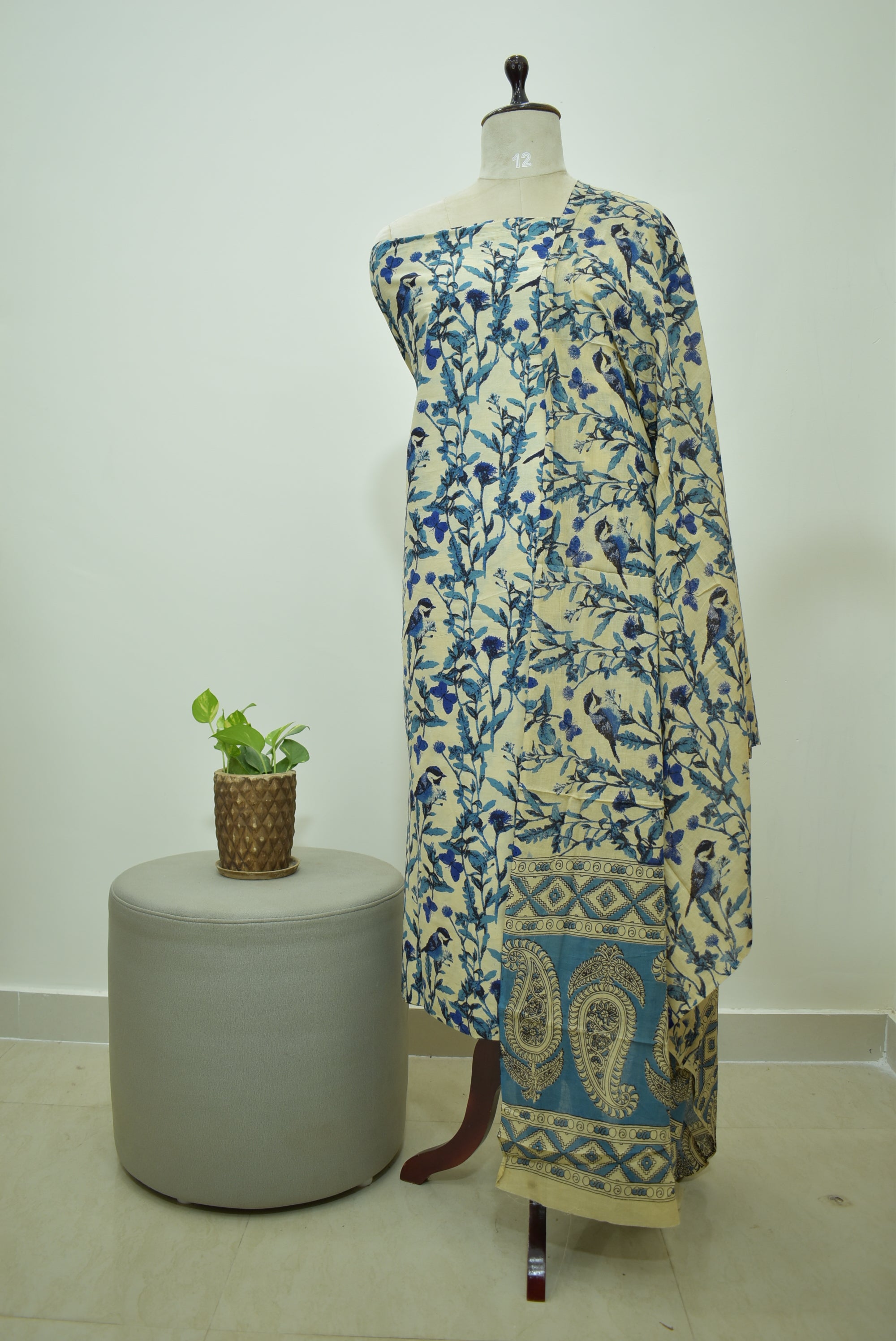 Cream Kalamkari 2pcs Set