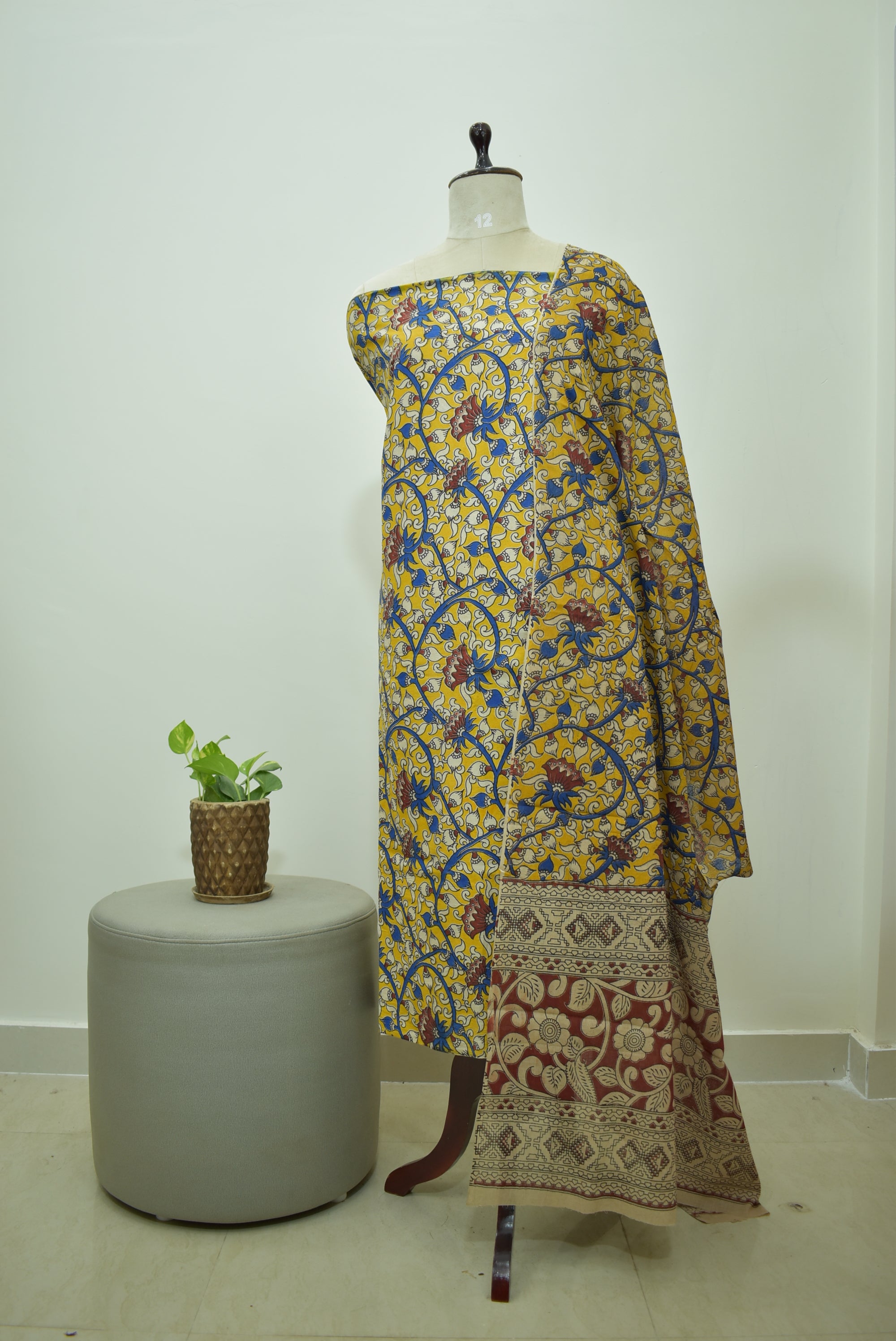 Yellow Blue Kalamkari 2pcs Set