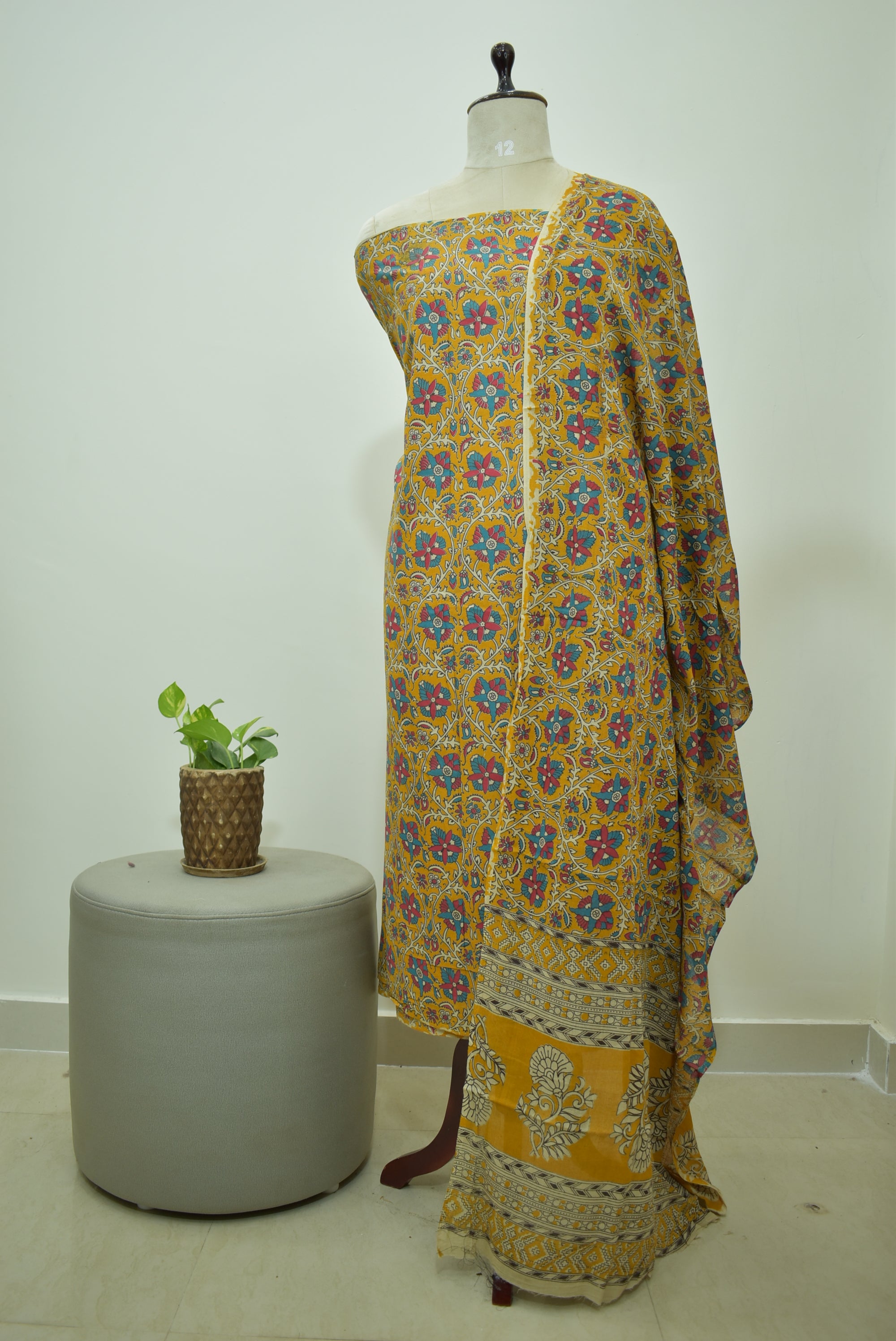 Yellow Blue Kalamkari 2pcs Set