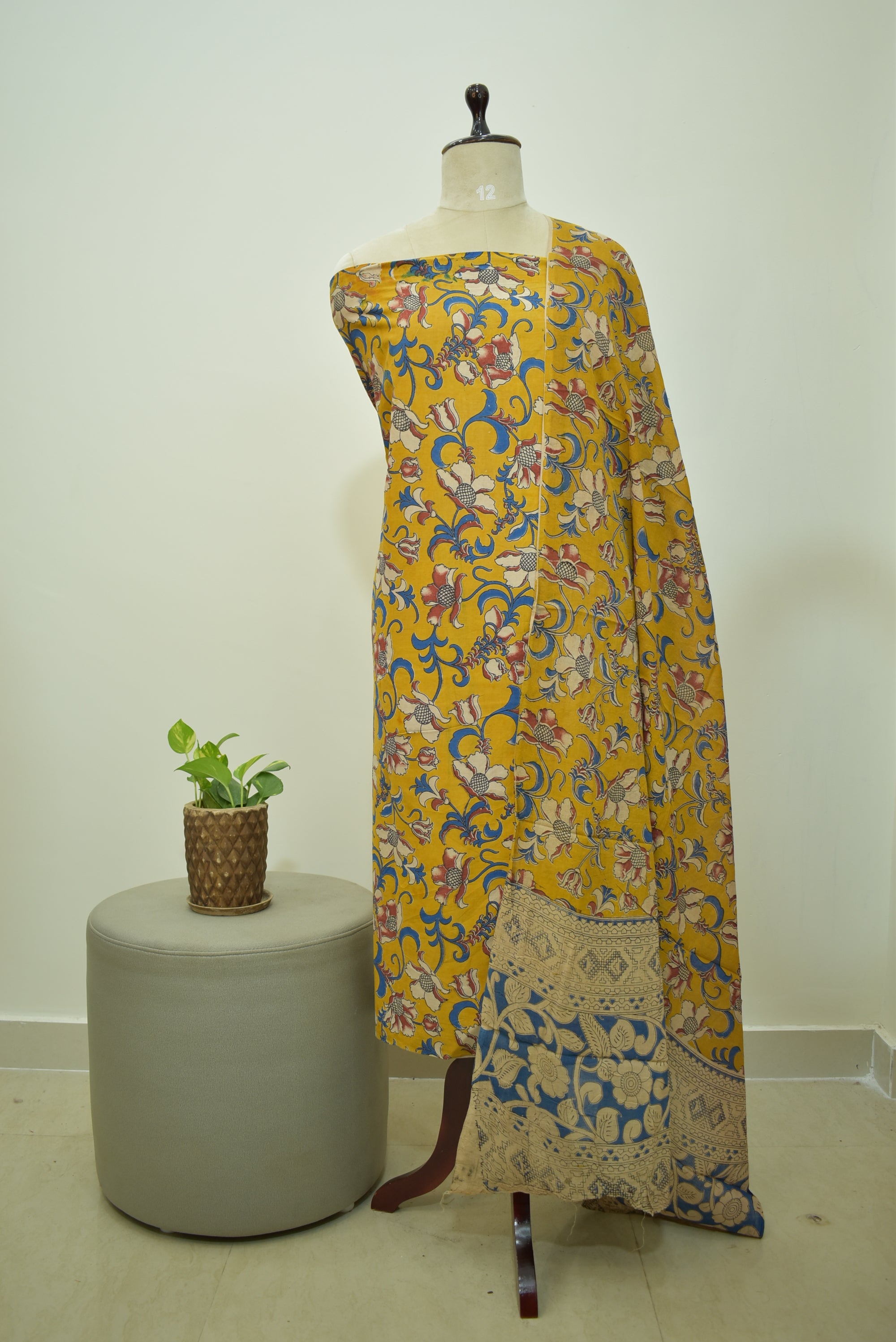 Yellow Blue Kalamkari 2pcs Set