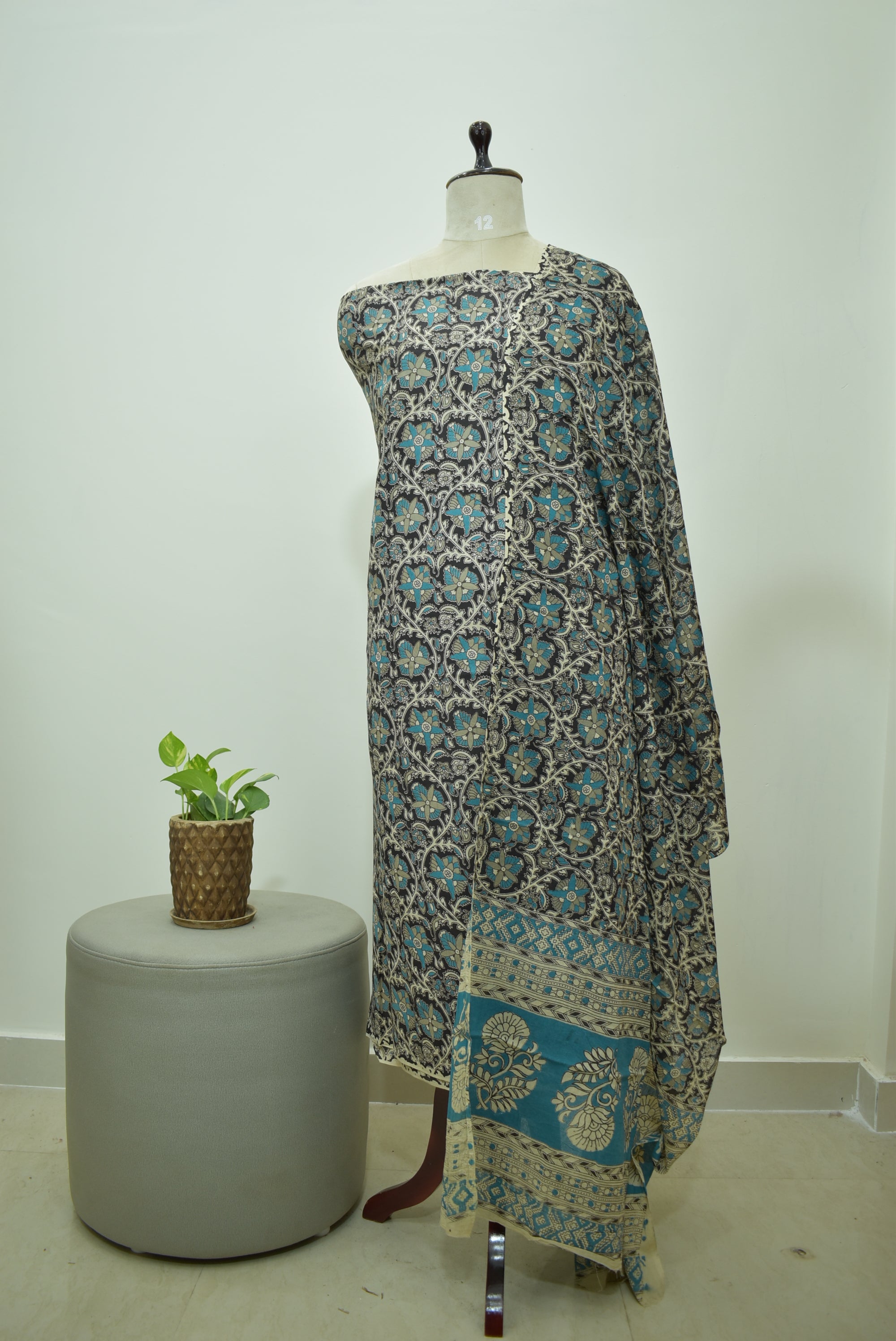 Black Blue Kalamkari 2pcs Set