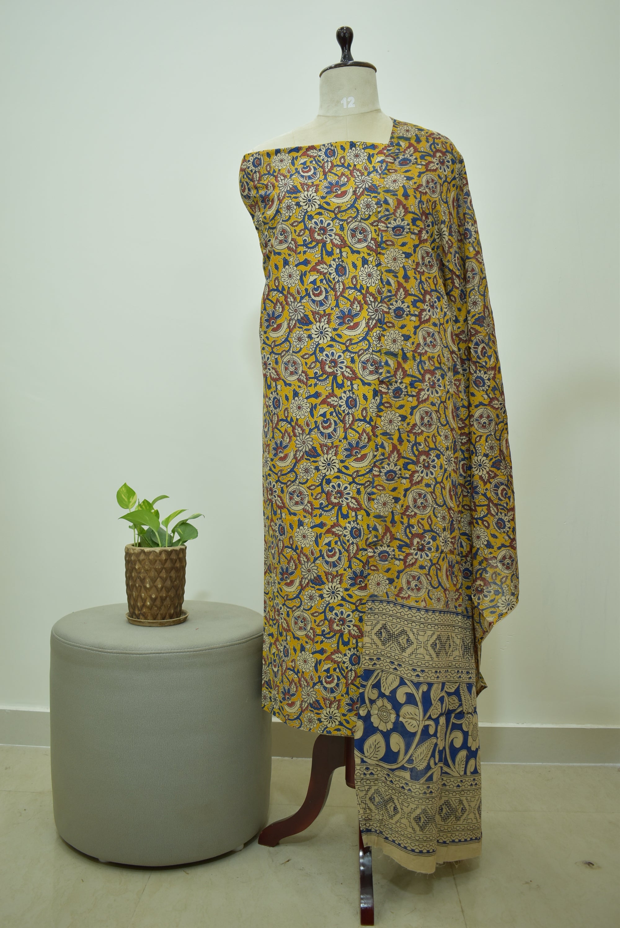 Yellow Blue Kalamkari 2pcs Set