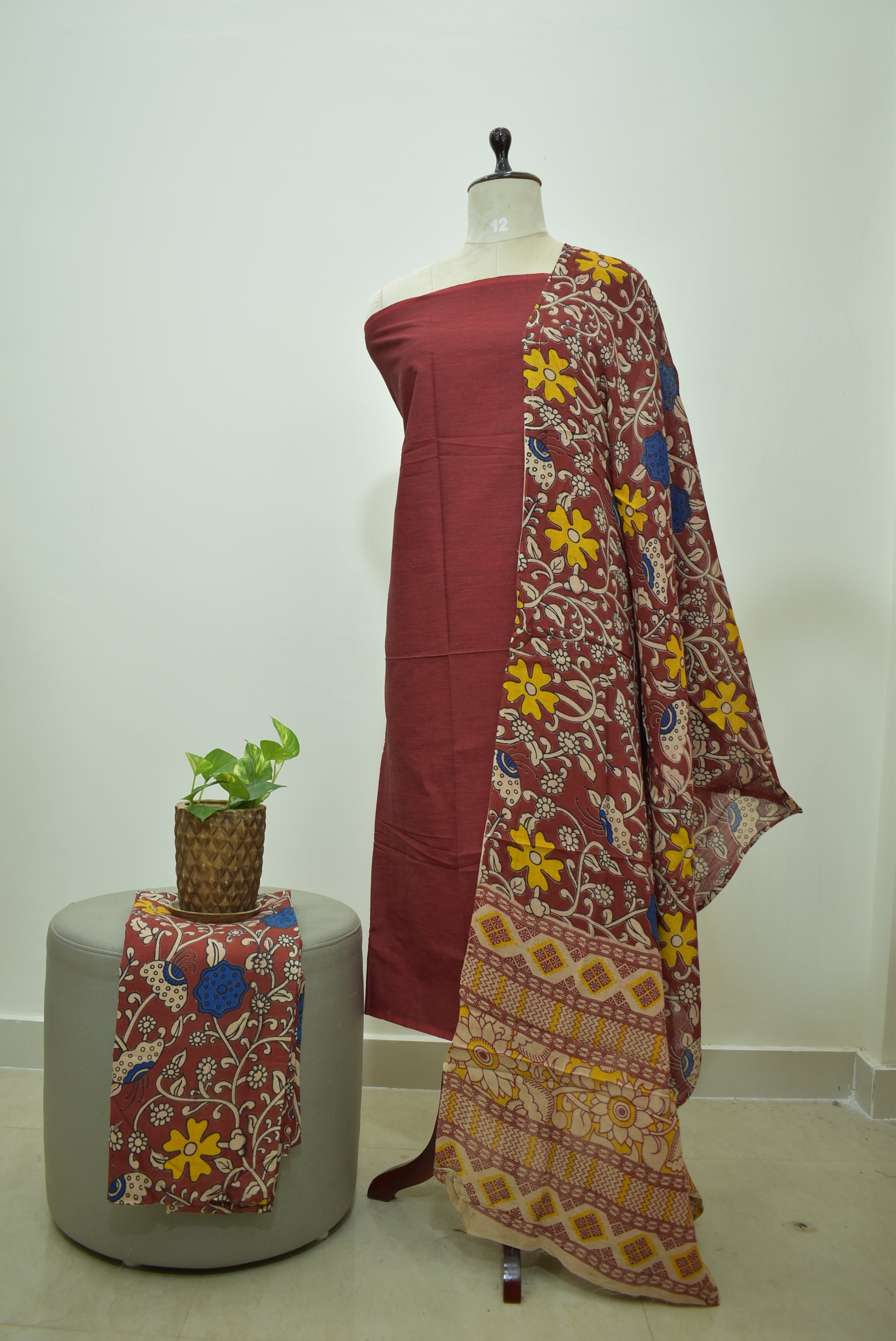 Maroon Kalamkari 3pcs Set