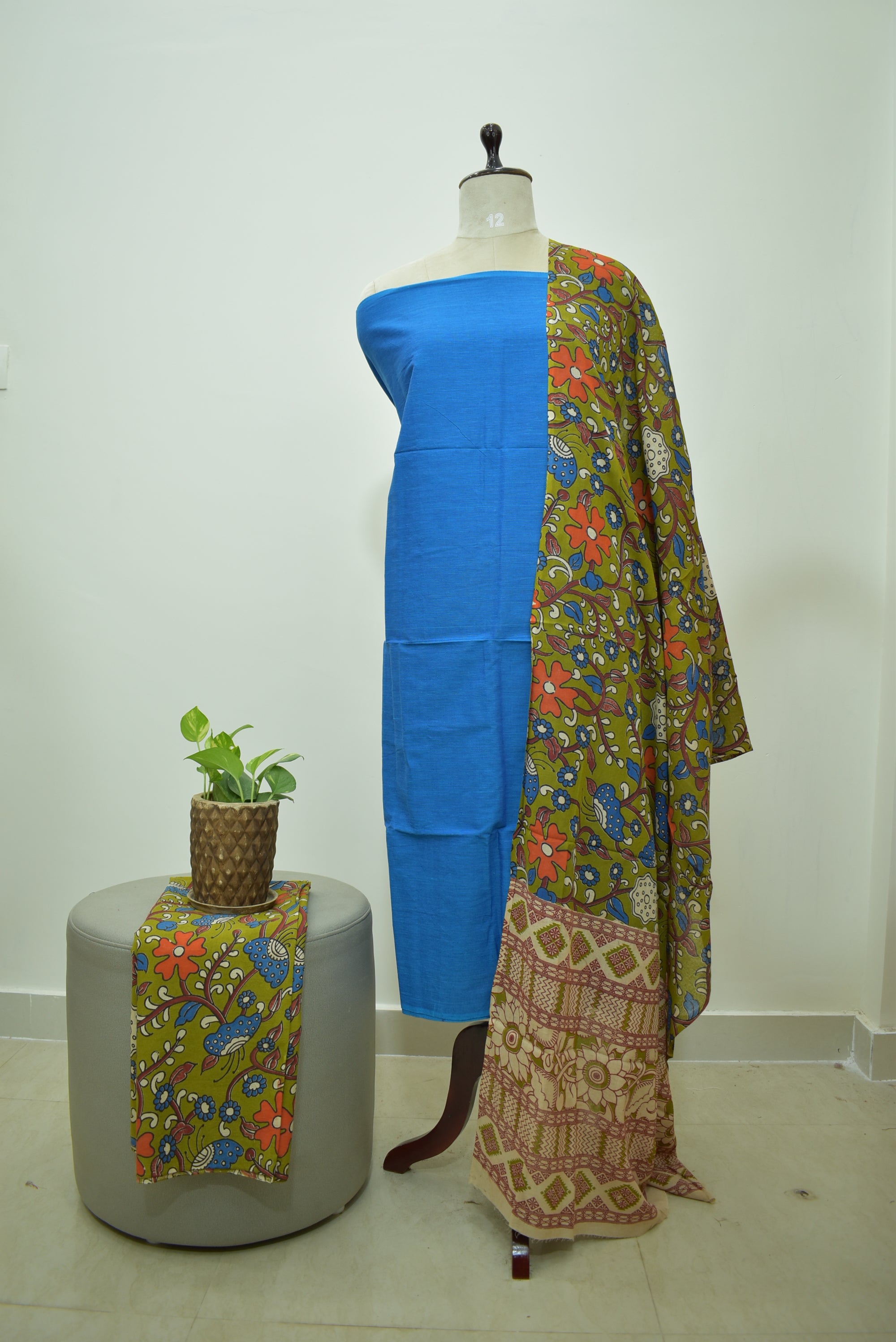 Blue Green Kalamkari 3pcs Set