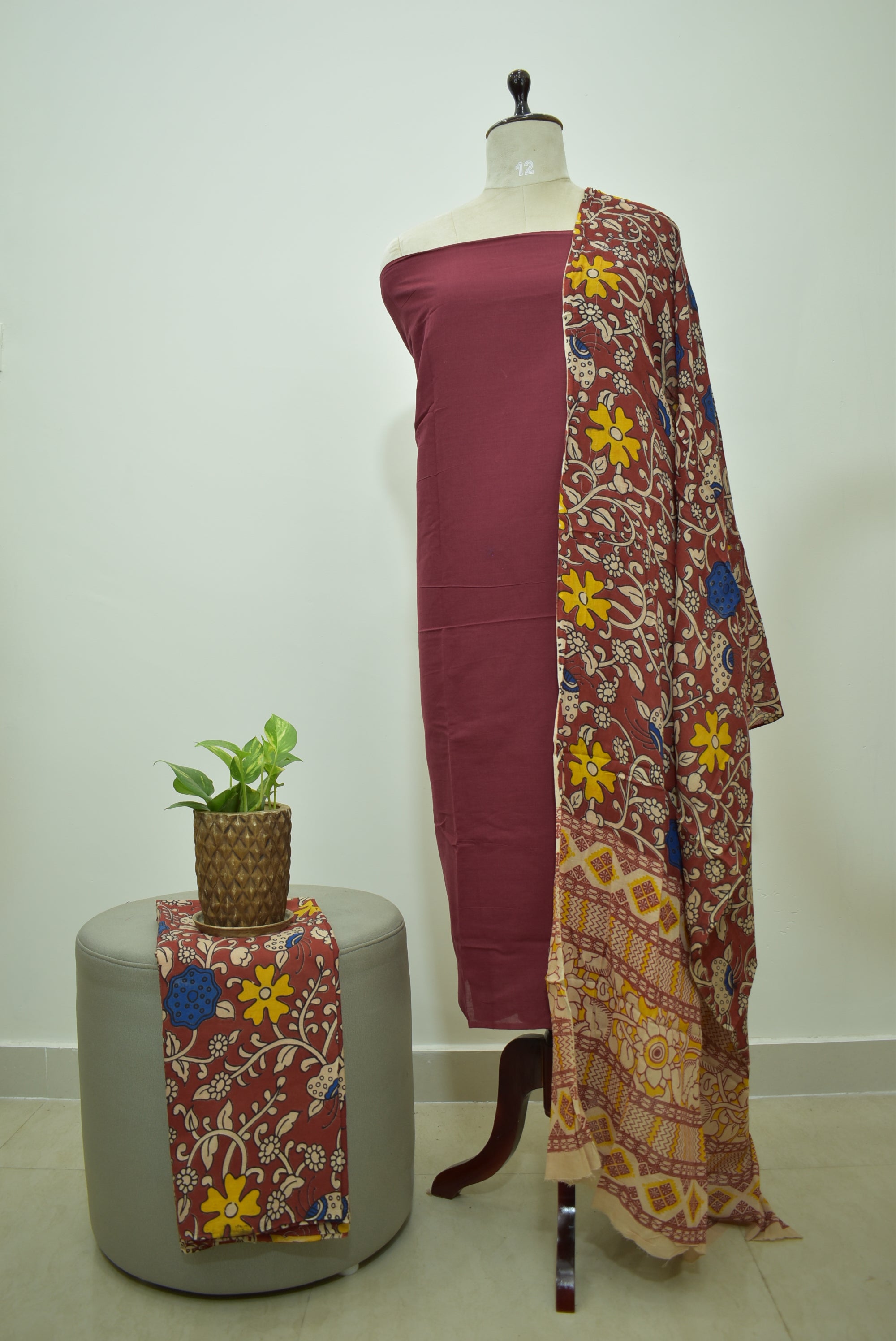 Maroon Kalamkari 3pcs Set