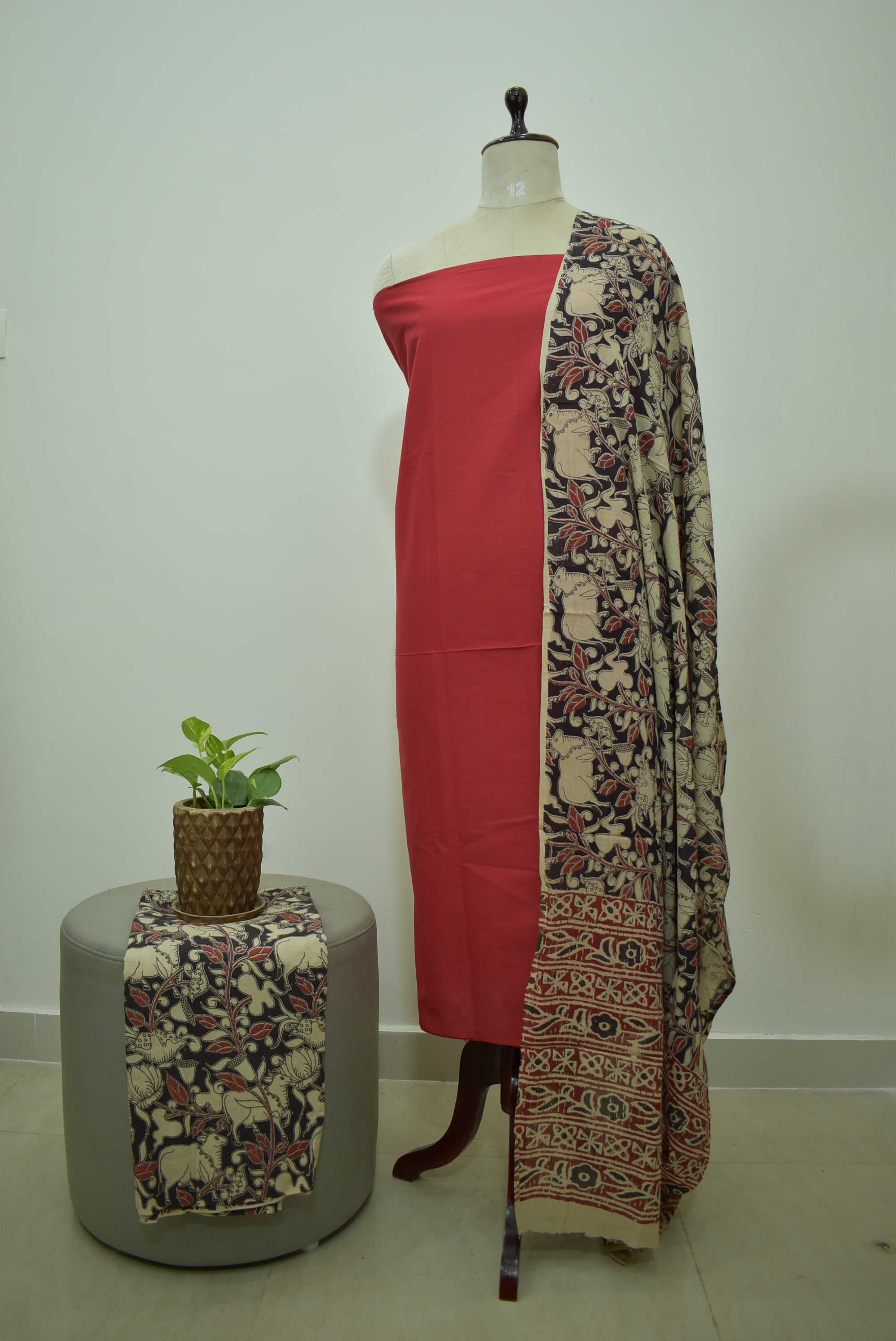 Red Black Kalamkari 3pcs Set