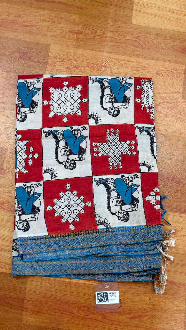 Blue Red Kalamkari Dupattas